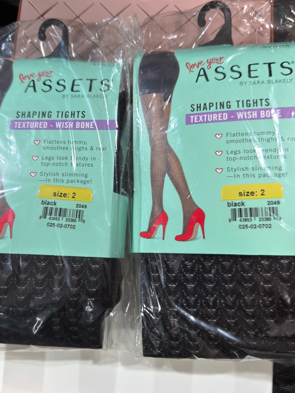 SPANX Assets Textured Wish Bone Shaping Tights - Black 2 pack Size 2